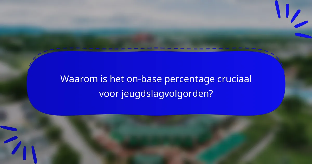 Waarom is het on-base percentage cruciaal voor jeugdslagvolgorden?