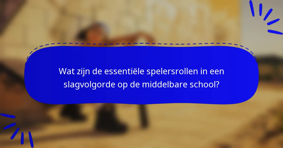 Wat zijn de essentiële spelersrollen in een slagvolgorde op de middelbare school?