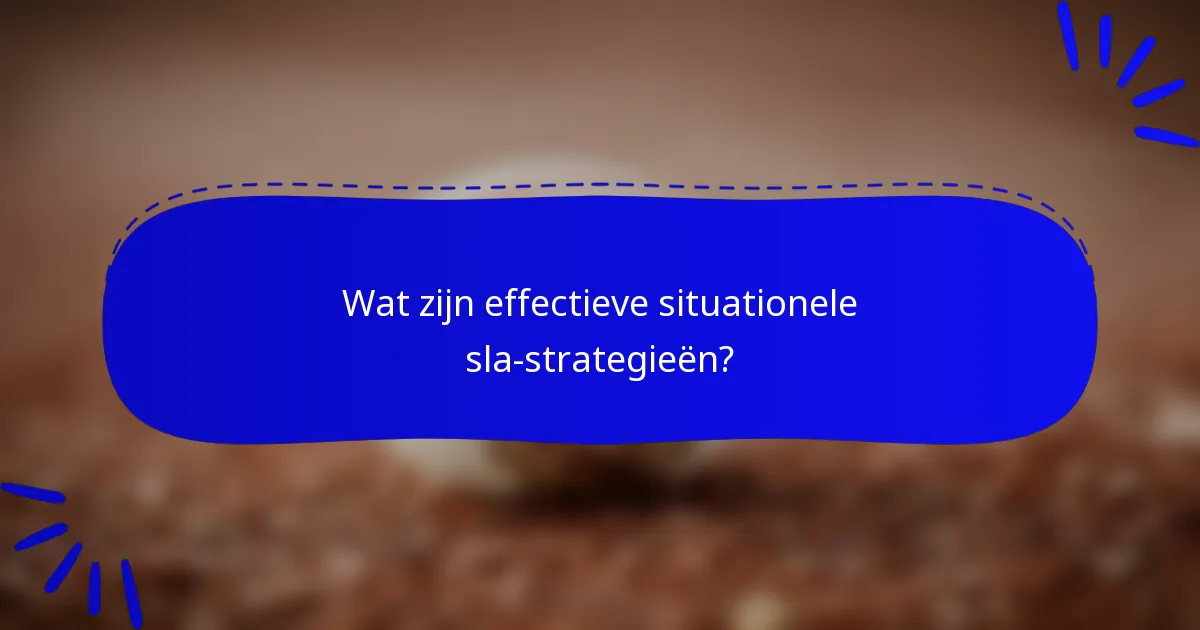 Wat zijn effectieve situationele sla-strategieën?